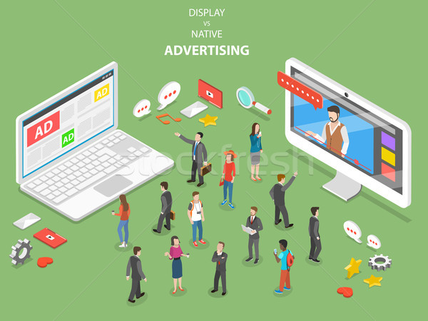 Display vs native advertising isometric vector. Stock photo © TarikVision