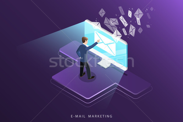 E-mail marketing isometric vector concept Stock photo © TarikVision