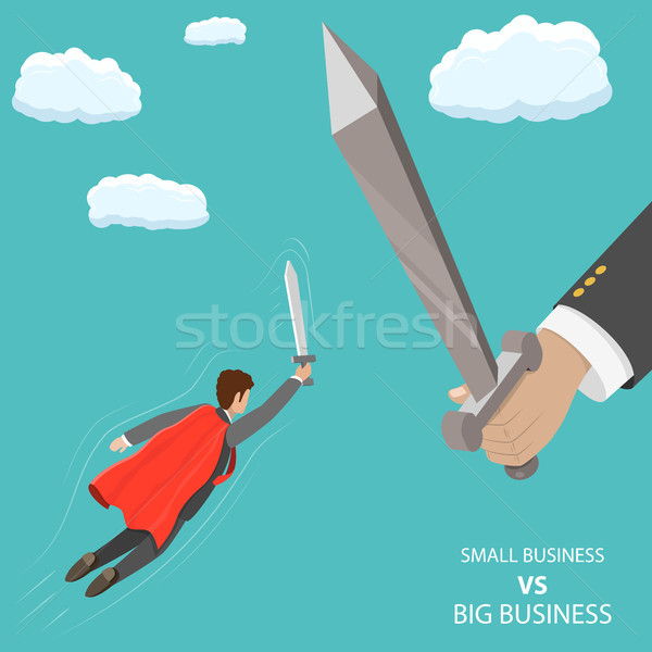 Stock photo: Small business VS big flat isometric vector concept