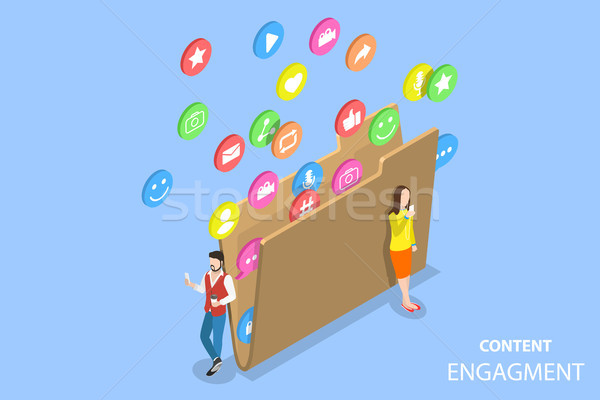 Customer engagement strategy isometric flat vector concept. Stock photo © TarikVision