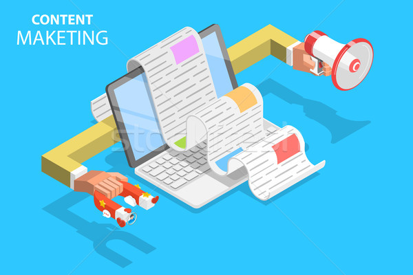Content strategy isometric flat vector concept illustration. Stock photo © TarikVision