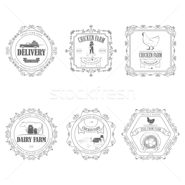 Foto d'archivio: Farm · prodotti · badge · ornamento · immagini · fienile