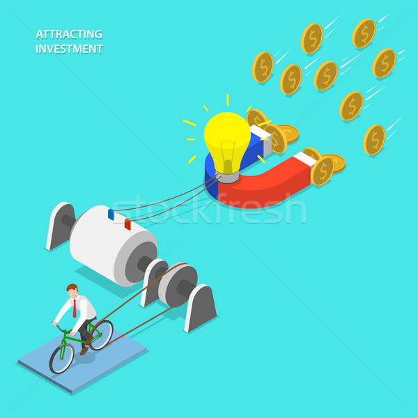 Investment attraction flat isometric vector. Stock photo © TarikVision
