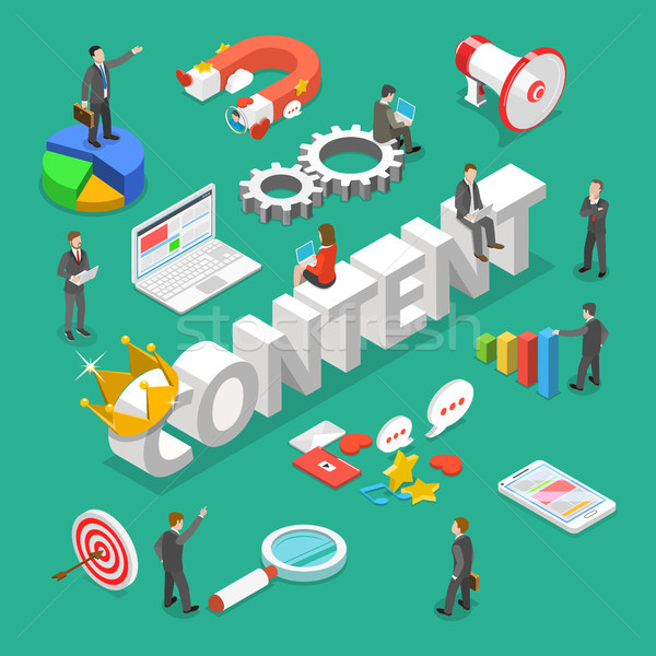 Content is king flat isometric vector concept. Stock photo © TarikVision