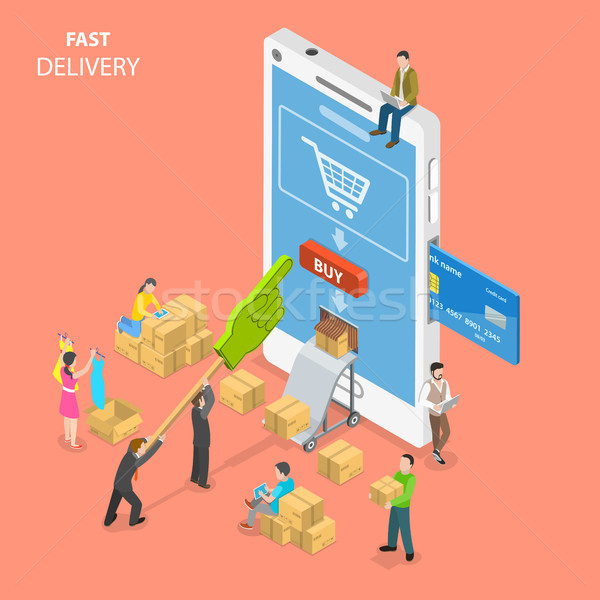 Fast delivery flat isometric vector concept. Stock photo © TarikVision