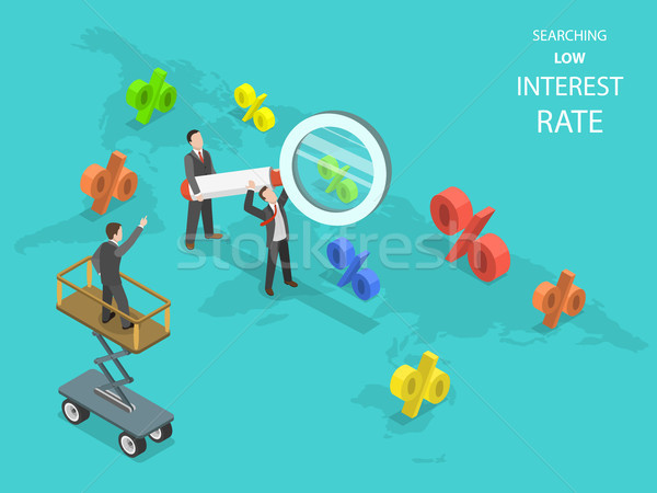 Searching low interest rate flat isometric vector. Stock photo © TarikVision