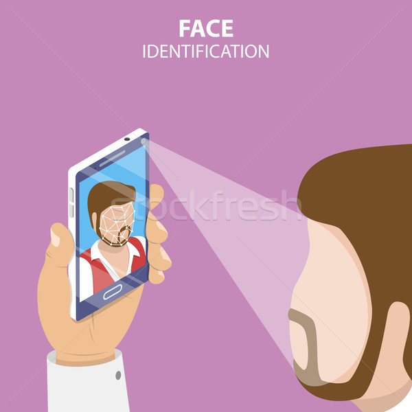 Facial recognition system flat isometric vector concept. Stock photo © TarikVision