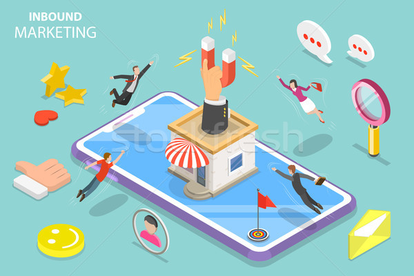 Digital inbound marketing strategy isometric flat vector concept. Stock photo © TarikVision