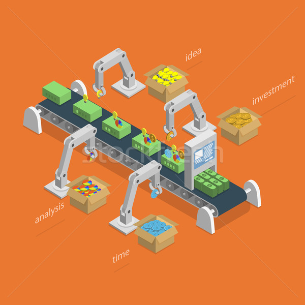 Money Making Process Isometric Concept. Stock photo © TarikVision