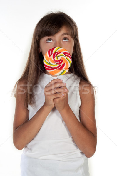 Cute dziewczynka duży cukierek pop Zdjęcia stock © TarikVision