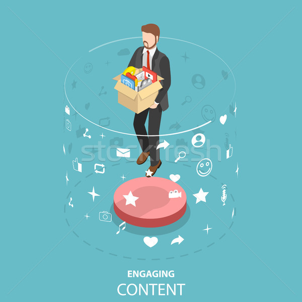 Stock photo: Engaging content marketing isometric flat vector concept.
