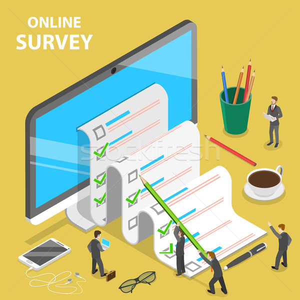 Online survey flat isometric vector concept. Stock photo © TarikVision