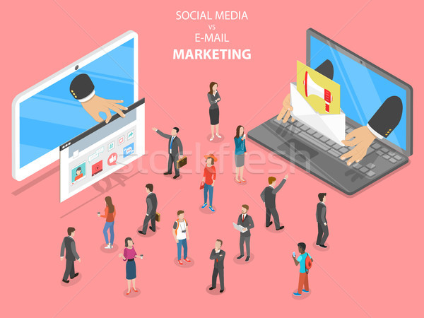 Social media vs e-mail marketing flat vector. Stock photo © TarikVision