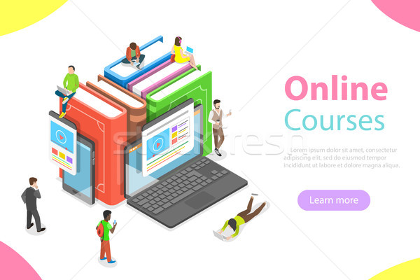 Online courses flat isometric vector concept. Stock photo © TarikVision