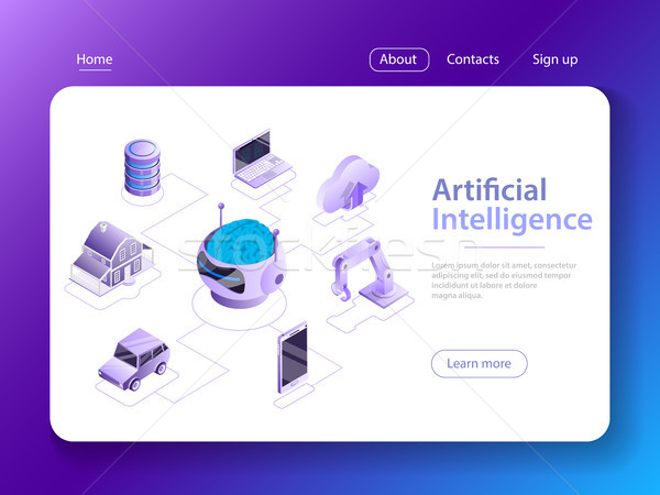 Artificial intelligence flat isometric vector concept. Stock photo © TarikVision