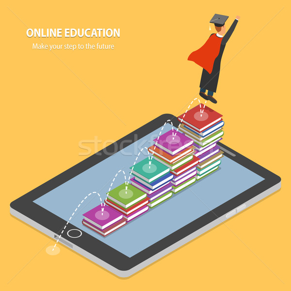 Online Education Flat Isometric Concept. Stock photo © TarikVision