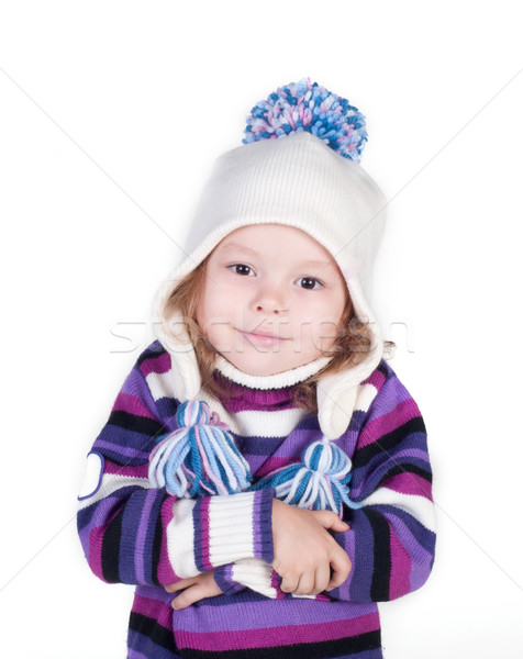 Mosolyog lány tél ruházat hideg aranyos Stock fotó © TarikVision