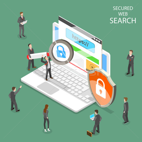 Secure web search flat isometric vector. Stock photo © TarikVision