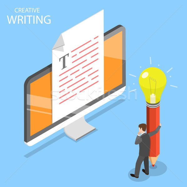 Creative writing flat isometric vector concept. Stock photo © TarikVision