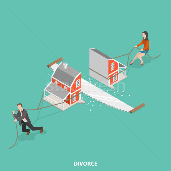 Divorce flat isometric vector concept. Stock photo © TarikVision