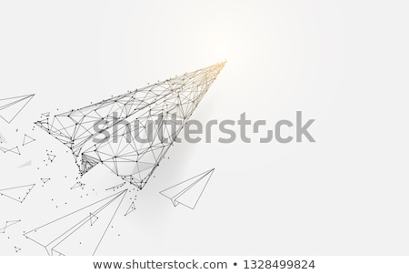 Airplane Low Poly Wireframe Style Design Digital Vector
