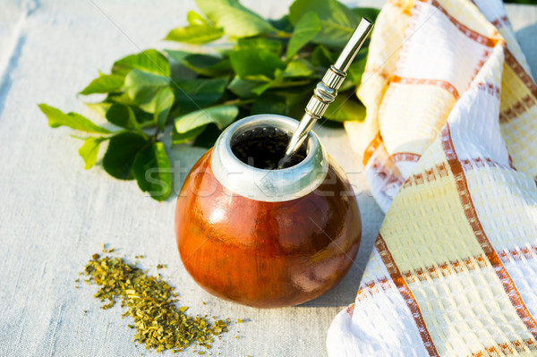 Pereche traditional america latina ceai din plante special potabilă Imagine de stoc © TasiPas