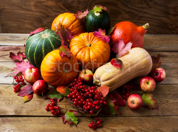 Stock foto: Reichlich · Ernte · Kürbisse · Äpfel · Beeren · Danksagung