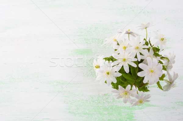 Beyaz çiçekler buket bahar çiçekleri çiçekler kartpostal tebrik Stok fotoğraf © TasiPas