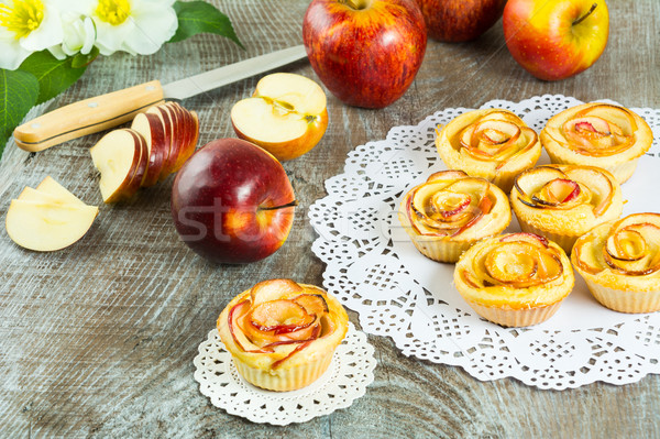 Homemade Apple rose cake Stock photo © TasiPas