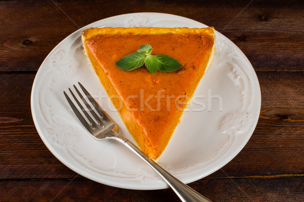 Abóbora torta de peça branco prato Foto stock © TasiPas