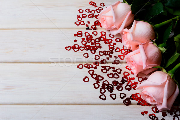 Saint valentin carte de vœux pâle rose Rose Red [[stock_photo]] © TasiPas