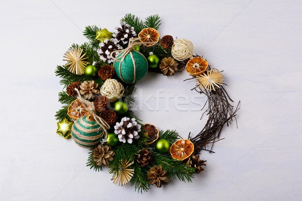 Foto stock: Natal · coroa · pinho · rústico · decoração