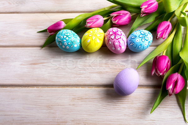 Stok fotoğraf: Paskalya · el · boyalı · dekore · edilmiş · yumurta