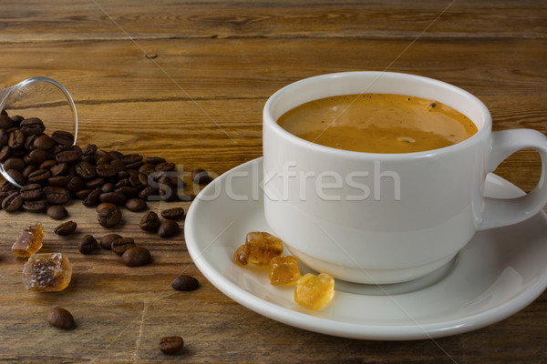 Stockfoto: Witte · beker · sterke · koffie · koffiebonen · ochtend