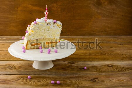 Birthday meringue cake on the wooden table Stock photo © TasiPas