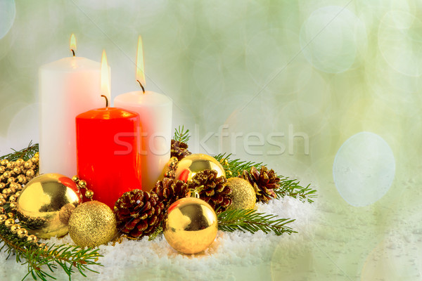 Stock foto: Weihnachten · rot · Kerzen · Anordnung · Dekoration · Brennen