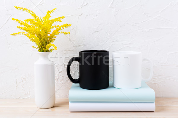 Weiß schwarz mug dekorativ gelb Stock foto © TasiPas