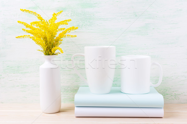 Deux blanche café cappuccino mug [[stock_photo]] © TasiPas