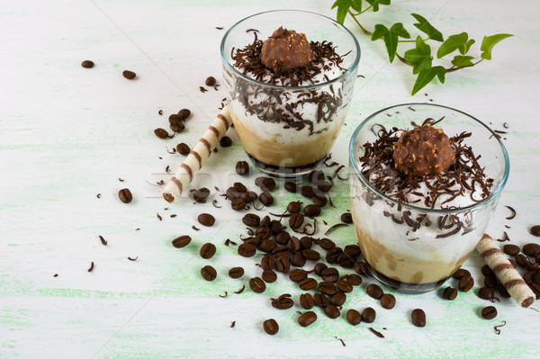 Whipped coffee cocktail with chocolate in glasses  Stock photo © TasiPas