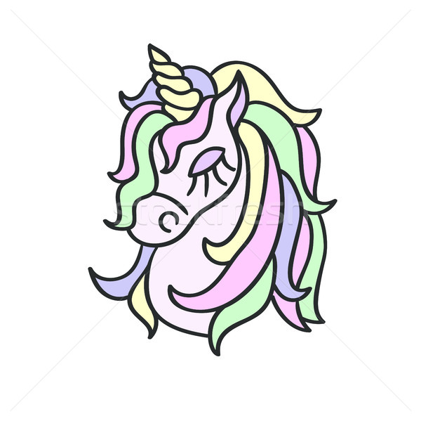 Hand drawing unicorn head sketch isolated on the white Stock photo © TasiPas