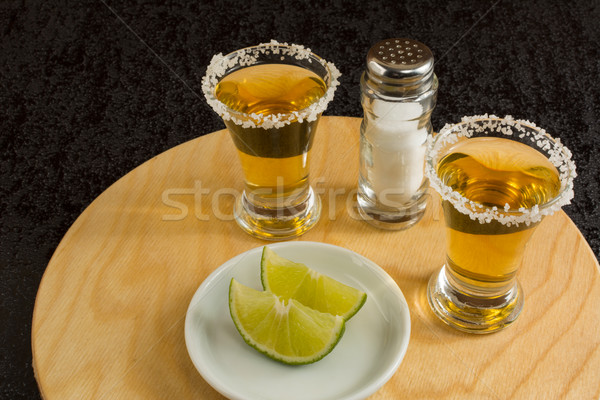 Stockfoto: Goud · tequila · hout · boord · kalk · zout