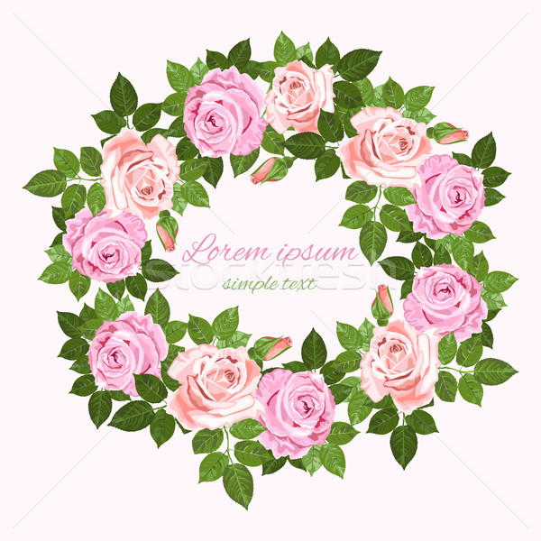 Vector bruiloft uitnodigingen roze beige rozen Stockfoto © TasiPas