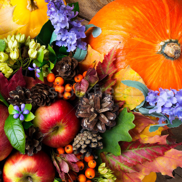 Foto stock: Maduro · rojo · manzanas · azul · flores · superior