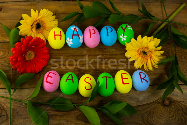 Huevos de Pascua hojas oscuro Pascua símbolo Foto stock © TasiPas