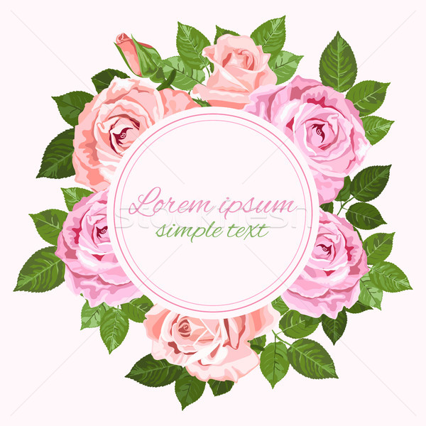 Bruiloft uitnodigingen roze beige rozen Stockfoto © TasiPas