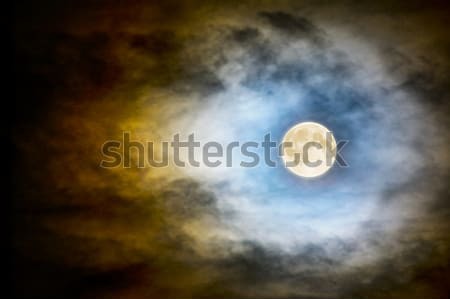 Halloween terrifying midnight sky with full moon background Stock photo © TasiPas