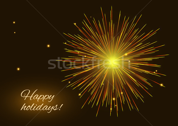 Vibrant golden red vector fireworks greeting background Stock photo © TasiPas