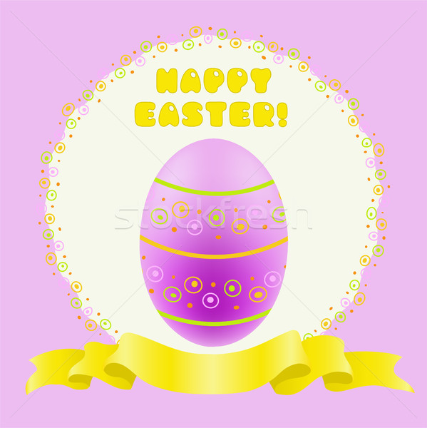 Easter purple painted egg and golden ribbon Stock photo © TasiPas