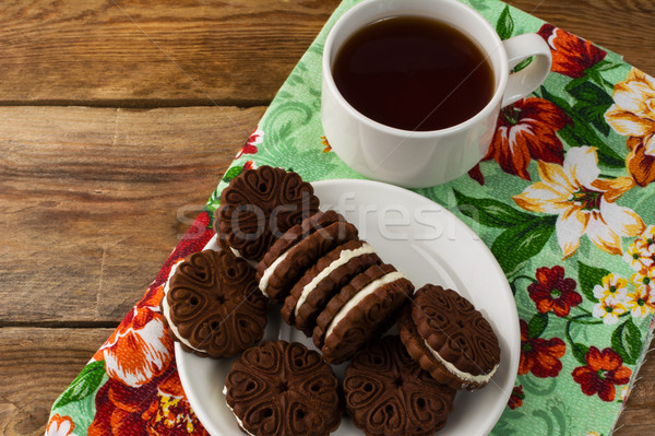 Stock photo: Chocolate cookies sandwiches