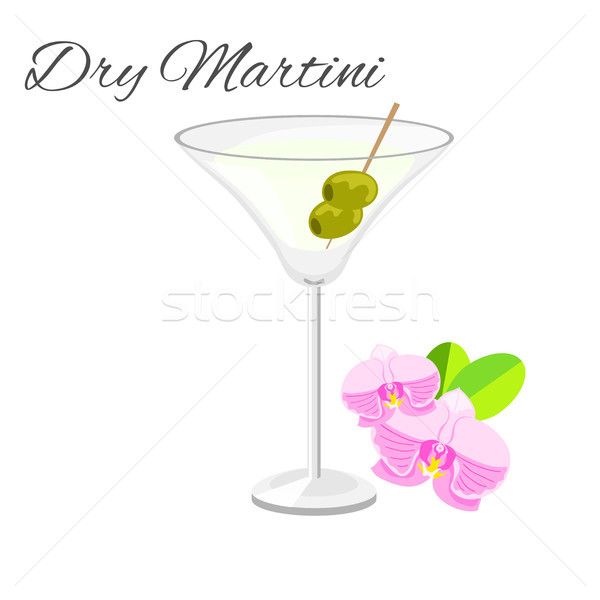 Száraz martini koktél izolált fehér vektor Stock fotó © TasiPas